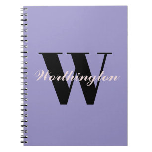 Meisjesachtig monogram en naam paars notitieboek