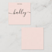 Meisjesachtig monogram kalligrafie blozend roze notitiekaartje (Voorkant / Achterkant)