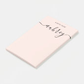 Meisjesachtig monogram kalligrafie roze post-it® notes (Schuin)