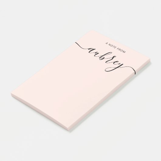 Meisjesachtig monogram kalligrafie roze post-it® notes (Schuin)