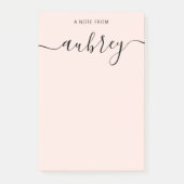 Meisjesachtig monogram kalligrafie roze post-it® notes (Voorkant)