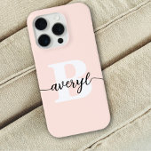 Meisjesachtig monogram roze script monogram naam Case-Mate iPhone case