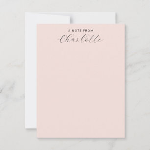 Meisjesachtig monogram schrift kalligrafie roze notitiekaartje
