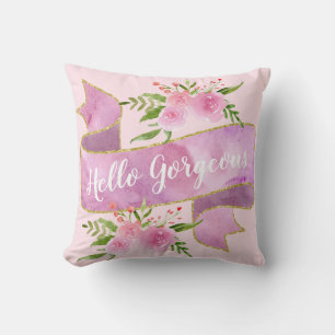 Meisjesachtig mooie bloemige roze Hello Gorgeous G Kussen