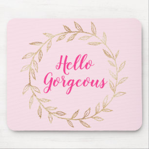 Meisjesachtig mooie roze Hello Gorgeous Gouden Kra Muismat
