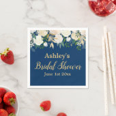 Meisjesachtig Navy Blauwe Gouden Bloem Bruiloft Fe Servet (Insitu)