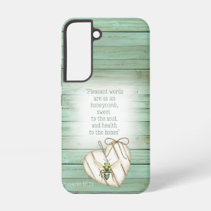Meisjesachtig nep groen houten hart waterverf bij samsung galaxy hoesje