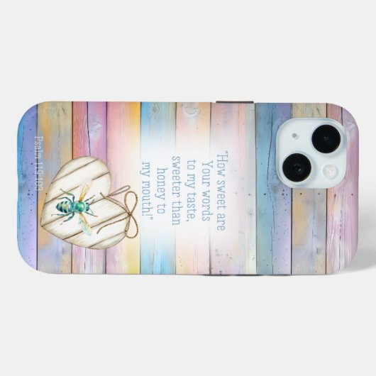 Meisjesachtig nep pastelkleurig houten hart turquo Case-Mate iPhone case (Achterkant (horizontaal))