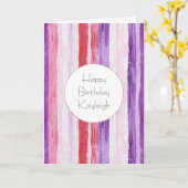 Meisjesachtig Paars Blos Roze Rood Strepen Verjaar Kaart (Gele Bloem)