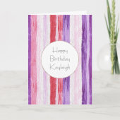 Meisjesachtig Paars Blush Roze Rode Strepen Verjaa Kaart (Voorkant)