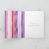 Meisjesachtig Paars Blush Roze Rode Strepen Verjaa Kaart (Binnen)