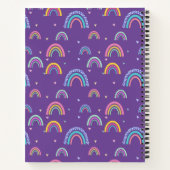Meisjesachtig Paars Regenboog Hart Script Monogram Notitieboek (Achterkant)
