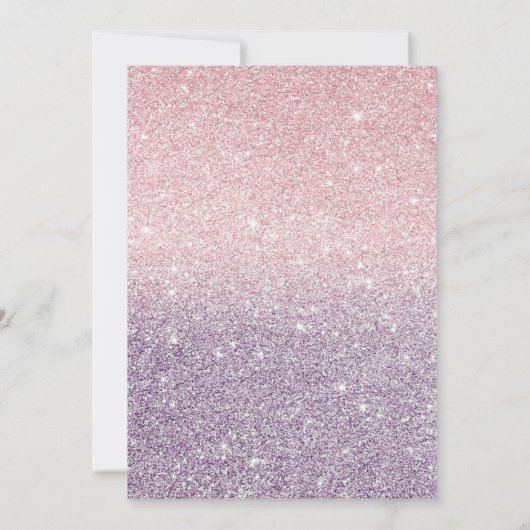 Meisjesachtig Paars Roze Nep Glitter Ombre Quincea Kaart (Achterkant)