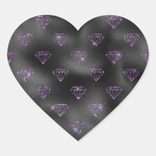 Meisjesachtig Paarse Glitter Glamoureuze Zwarte Di Hart Sticker
