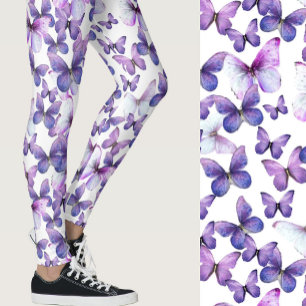 Meisjesachtig Paarse Vlinders Whimsisch Patroon Leggings