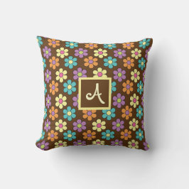 Meisjesachtig Pastel Madeliefjes Patroon Monogram Kussen