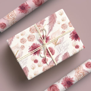 Meisjesachtig Pastel Roze Bloemen Rozen & Wilde Bl Inpakpapier Vel