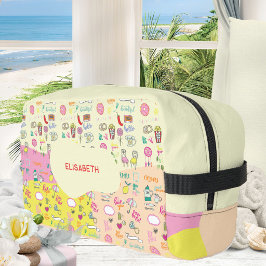 Meisjesachtig Pastel Roze Kawaii Doodle Toilettasje