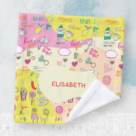 Meisjesachtig Pastel Roze Kawaii Doodle Washandje