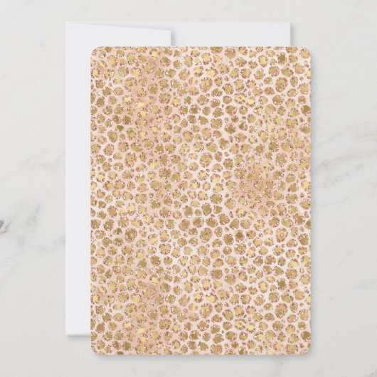 Meisjesachtig perzik gouden luipaardprint roze gli kaart (Achterkant)