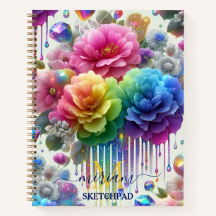 Meisjesachtig Regenboog Bloem Initialen Notitieboek