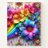 Meisjesachtig Regenboog Bloem Monogram Notitieboek (Achterkant)