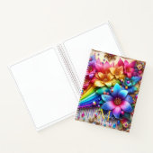 Meisjesachtig Regenboog Bloem Monogram Notitieboek (Binnen)