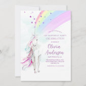 Meisjesachtig Regenboog Magisch Eenhoorn Sterren V Kaart (Voorkant)