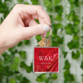 Meisjesachtig rode glitters initiaal bruiloft kopp sleutelhanger (Hand)