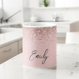 Meisjesachtig Rose Goud - Blush Roze Glitter Glans Koffiemok