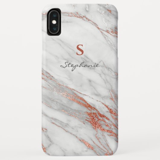 Meisjesachtig Rose Goud Glitter & Witte Monogram Case-Mate iPhone Case (Achterkant)