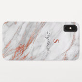 Meisjesachtig Rose Goud Glitter & Witte Monogram Case-Mate iPhone Case (Achterkant (horizontaal))