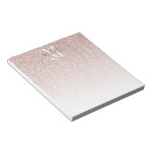 Meisjesachtig Rose Goud Roze Glitter Monogram Naam Notitieblok (Schuin)