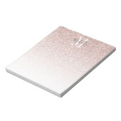 Meisjesachtig Rose Goud Roze Glitter Monogram Naam Notitieblok (Linkerzijde)