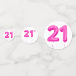 Meisjesachtig Roze 21e Ballon Verjaardag Tafel Con Confetti