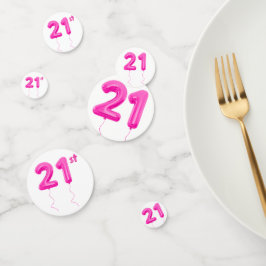 Meisjesachtig Roze 21e Ballon Verjaardag Tafel Con Confetti