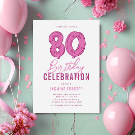 Meisjesachtig Roze 80e Verjaardagsfeestje Kaart
