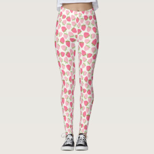 Meisjesachtig Roze Aardbei Schattig en Fruitig Leggings