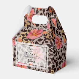 Meisjesachtig roze bloemen luipaardprint bedankdoosjes