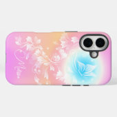 Meisjesachtig Roze Bloemrijke Fantasie Monogram Case-Mate iPhone Case (Achterkant (horizontaal))