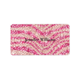 Meisjesachtig roze blush glitter zebra patroon etiket