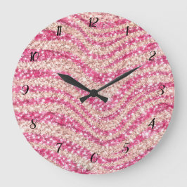 Meisjesachtig roze blush glitter zebra patroon grote klok