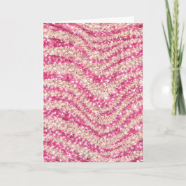 Meisjesachtig roze blush glitter zebra patroon kaart