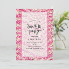 Meisjesachtig roze blush glitter zebra patroon kaart