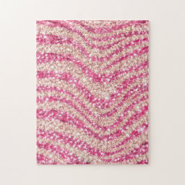 Meisjesachtig roze blush glitter zebra patroon legpuzzel