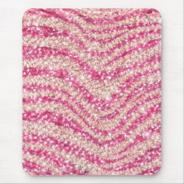 Meisjesachtig roze blush glitter zebra patroon muismat