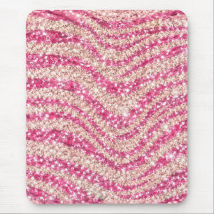 Meisjesachtig roze blush glitter zebra patroon muismat