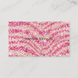 Meisjesachtig roze blush glitter zebra patroon visitekaartje