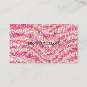 Meisjesachtig roze blush glitter zebra patroon visitekaartje