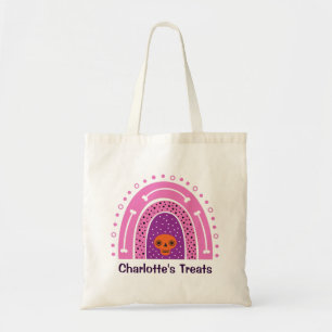 Meisjesachtig Roze Boho Regenboog Halloween Snoep  Tote Bag